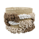 Dovetail Candice Basket Raffia, Jute and Cotton Weave - Natural, Brown and White 