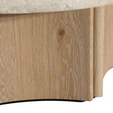 Dovetail Oja Coffee Table Oak Wood, Oak Veneer and Marble - Natural Wash and Cream