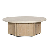 Dovetail Oja Coffee Table Oak Wood, Oak Veneer and Marble - Natural Wash and Cream