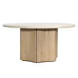 Dovetail Oja Dining Table Oak Wood, Oak Veneer and Marble - Natural Wash and Cream