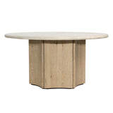 Dovetail Oja Dining Table Oak Wood, Oak Veneer and Marble - Natural Wash and Cream