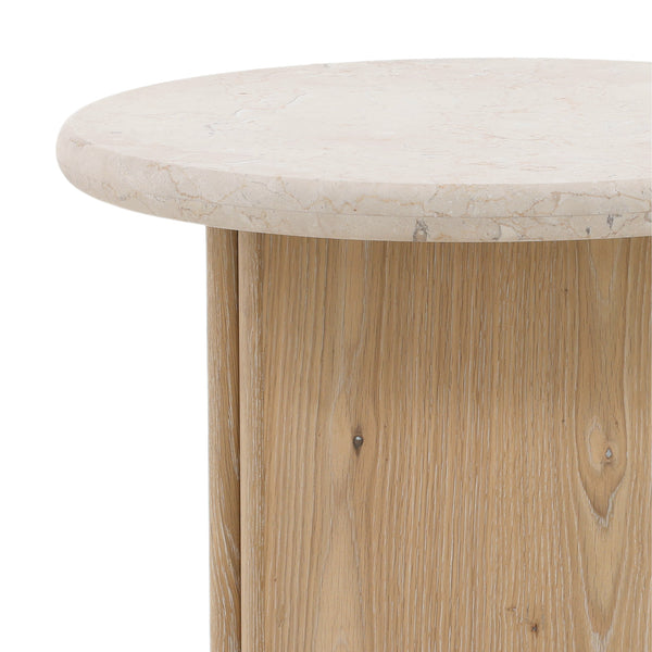 Dovetail Oja End Table Natural Natural Wash and Cream Marble Oak Wood,Oak Veneer and Marble DOV73009-NATL
