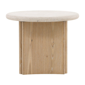 Dovetail Oja End Table Natural Natural Wash and Cream Marble Oak Wood,Oak Veneer and Marble DOV73009-NATL