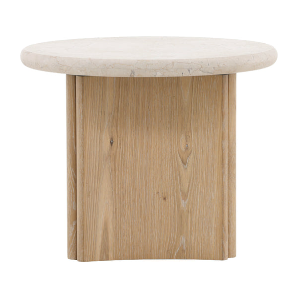 Dovetail Oja End Table Natural Natural Wash and Cream Marble Oak Wood,Oak Veneer and Marble DOV73009-NATL