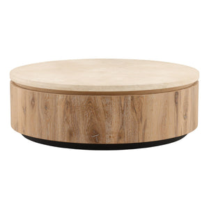 Karina Living Canyon Coffee Table in Natural Wood & Marble – Stylish, Durable Centerpiece for Modern Living Spaces DOV73016-NATL