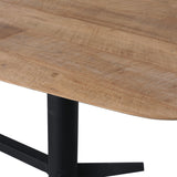 Dovetail Leigh Dining Table Teak Wood and Metal - Natural and Black Base 
