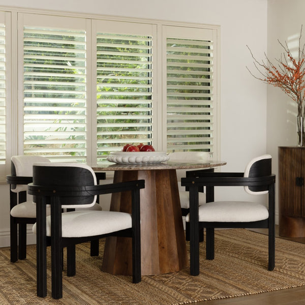 Dovetail Atwell Dining Table Mango Wood and Marble - Medium Brown 