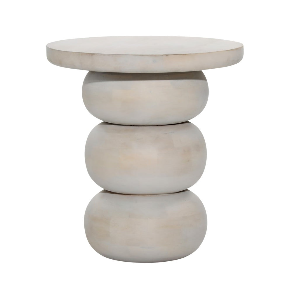 Dovetail Demetra Side Table Mango Wood - Whitewash 