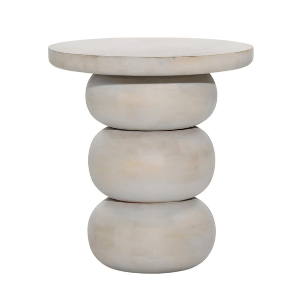 Dovetail Demetra Side Table Mango Wood - Whitewash 