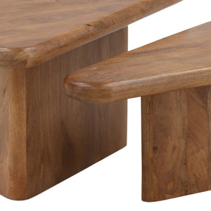 Karina Living Sansa Coffee Table Set of 2 - Stylish Mango Wood Nesting Tables for Modern Living Room Decor DOV75038-BRWN