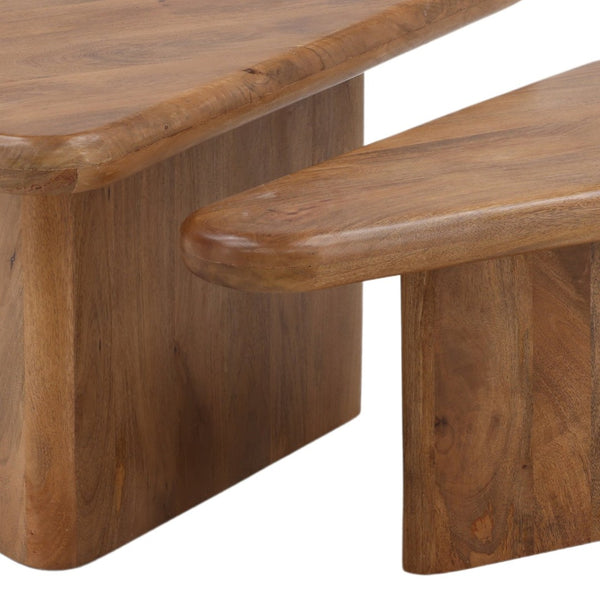 Karina Living Sansa Coffee Table Set of 2 - Stylish Mango Wood Nesting Tables for Modern Living Room Decor DOV75038-BRWN