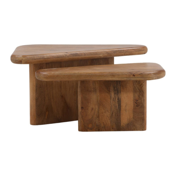 Karina Living Sansa Coffee Table Set of 2 - Stylish Mango Wood Nesting Tables for Modern Living Room Decor DOV75038-BRWN
