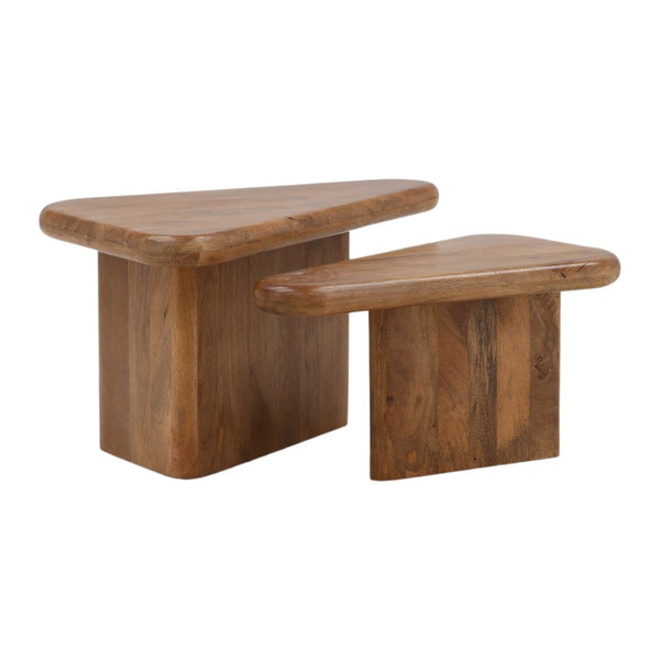 Karina Living Sansa Coffee Table Set of 2 - Stylish Mango Wood Nesting Tables for Modern Living Room Decor DOV75038-BRWN
