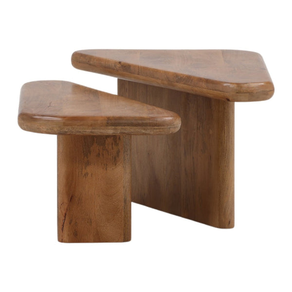 Karina Living Sansa Coffee Table Set of 2 - Stylish Mango Wood Nesting Tables for Modern Living Room Decor DOV75038-BRWN
