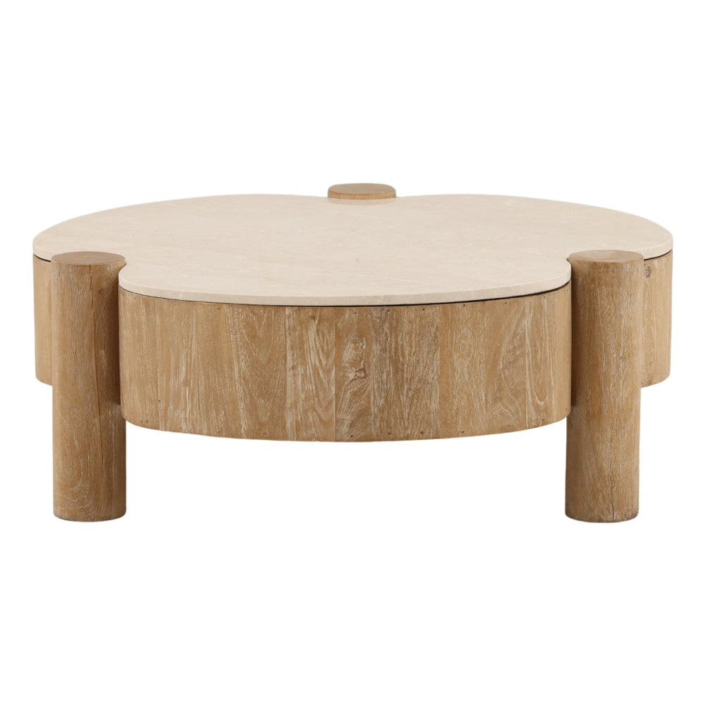 Karina Living Amahle Coffee Table in Natural - Hand-Finished Mango Wood & Botochino Stone for Modern Spaces DOV75070-NATL