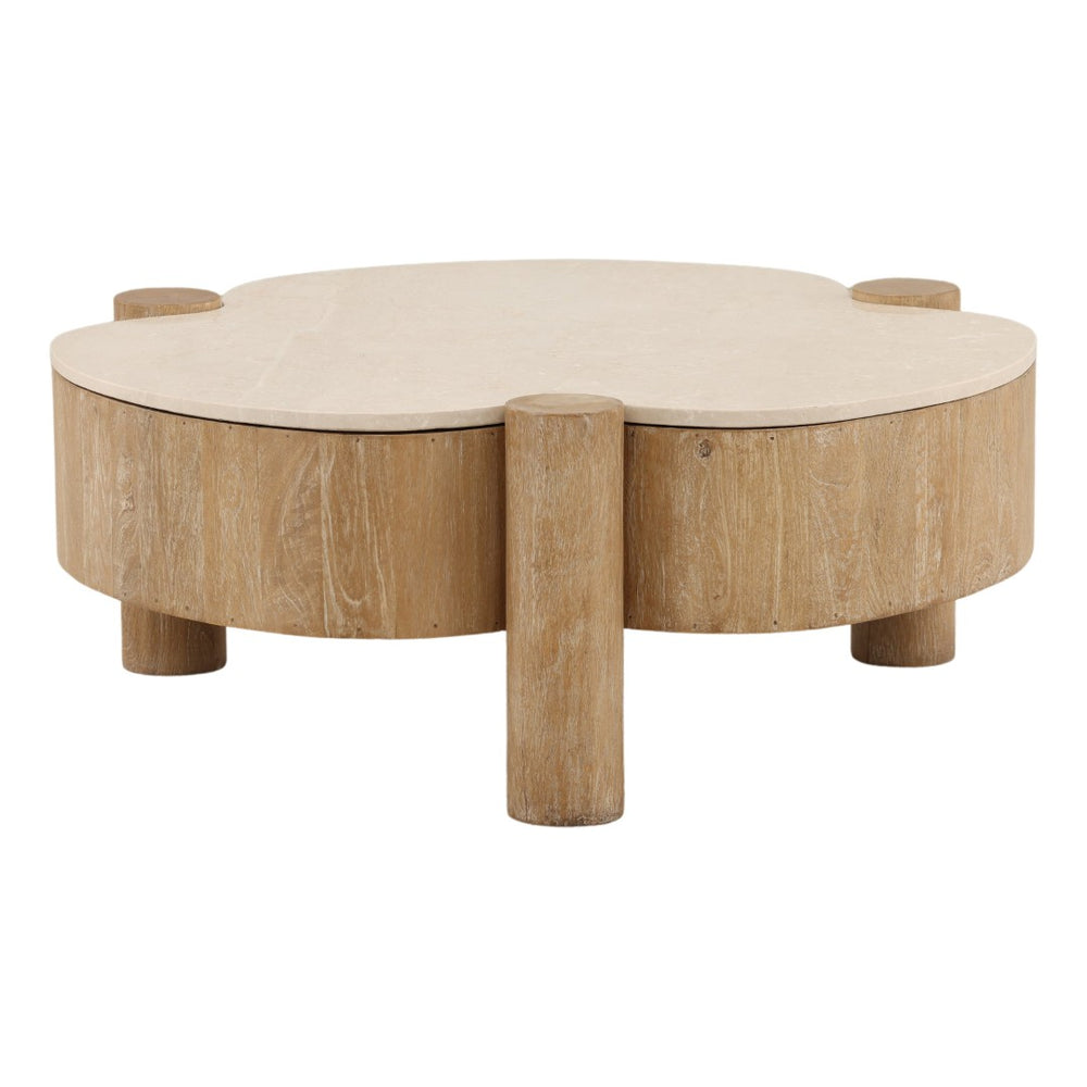 Karina Living Amahle Coffee Table in Natural - Hand-Finished Mango Wood & Botochino Stone for Modern Spaces DOV75070-NATL