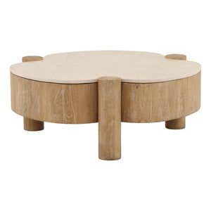 Karina Living Amahle Coffee Table in Natural - Hand-Finished Mango Wood & Botochino Stone for Modern Spaces DOV75070-NATL