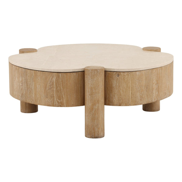 Karina Living Amahle Coffee Table in Natural - Hand-Finished Mango Wood & Botochino Stone for Modern Spaces DOV75070-NATL