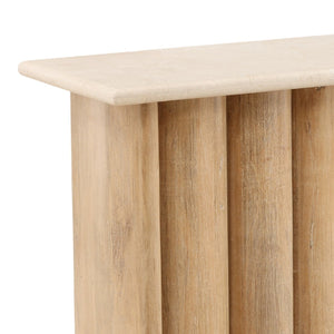 Karina Living Thandi Console Table in Light Natural - Elegant Mango Wood & Botticino Stone for Modern Spaces DOV75072-LTNT