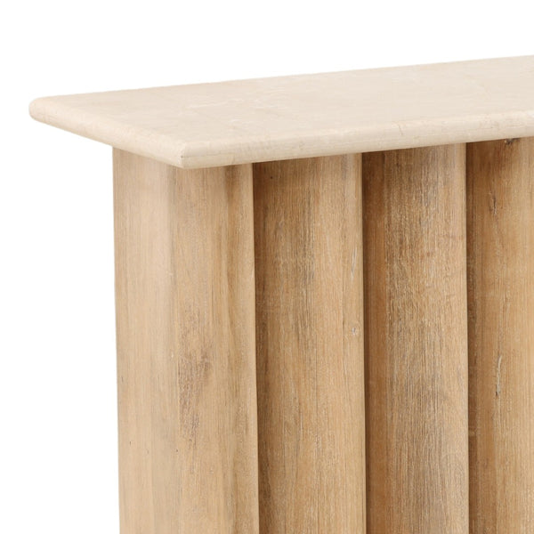 Karina Living Thandi Console Table in Light Natural - Elegant Mango Wood & Botticino Stone for Modern Spaces DOV75072-LTNT