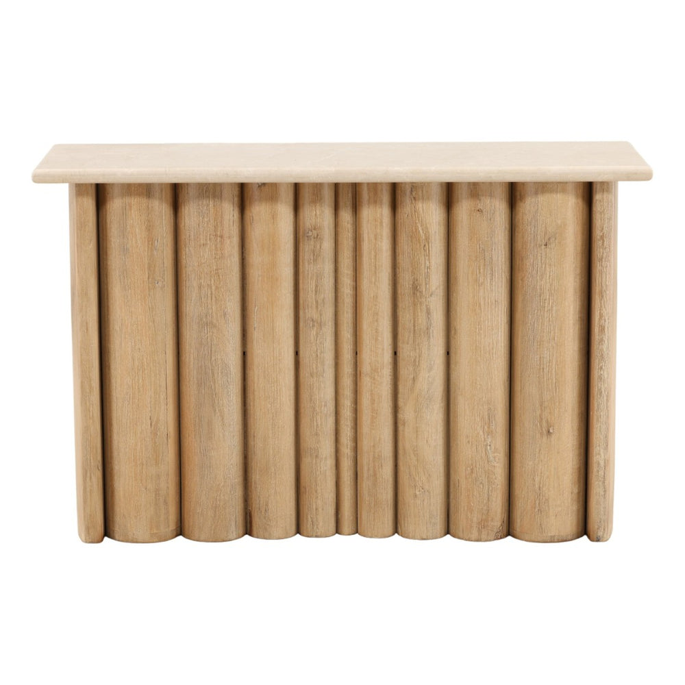 Karina Living Thandi Console Table in Light Natural - Elegant Mango Wood & Botticino Stone for Modern Spaces DOV75072-LTNT