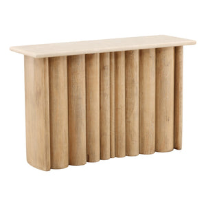 Karina Living Thandi Console Table in Light Natural - Elegant Mango Wood & Botticino Stone for Modern Spaces DOV75072-LTNT