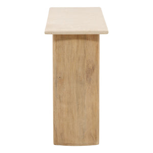 Karina Living Thandi Console Table in Light Natural - Elegant Mango Wood & Botticino Stone for Modern Spaces DOV75072-LTNT