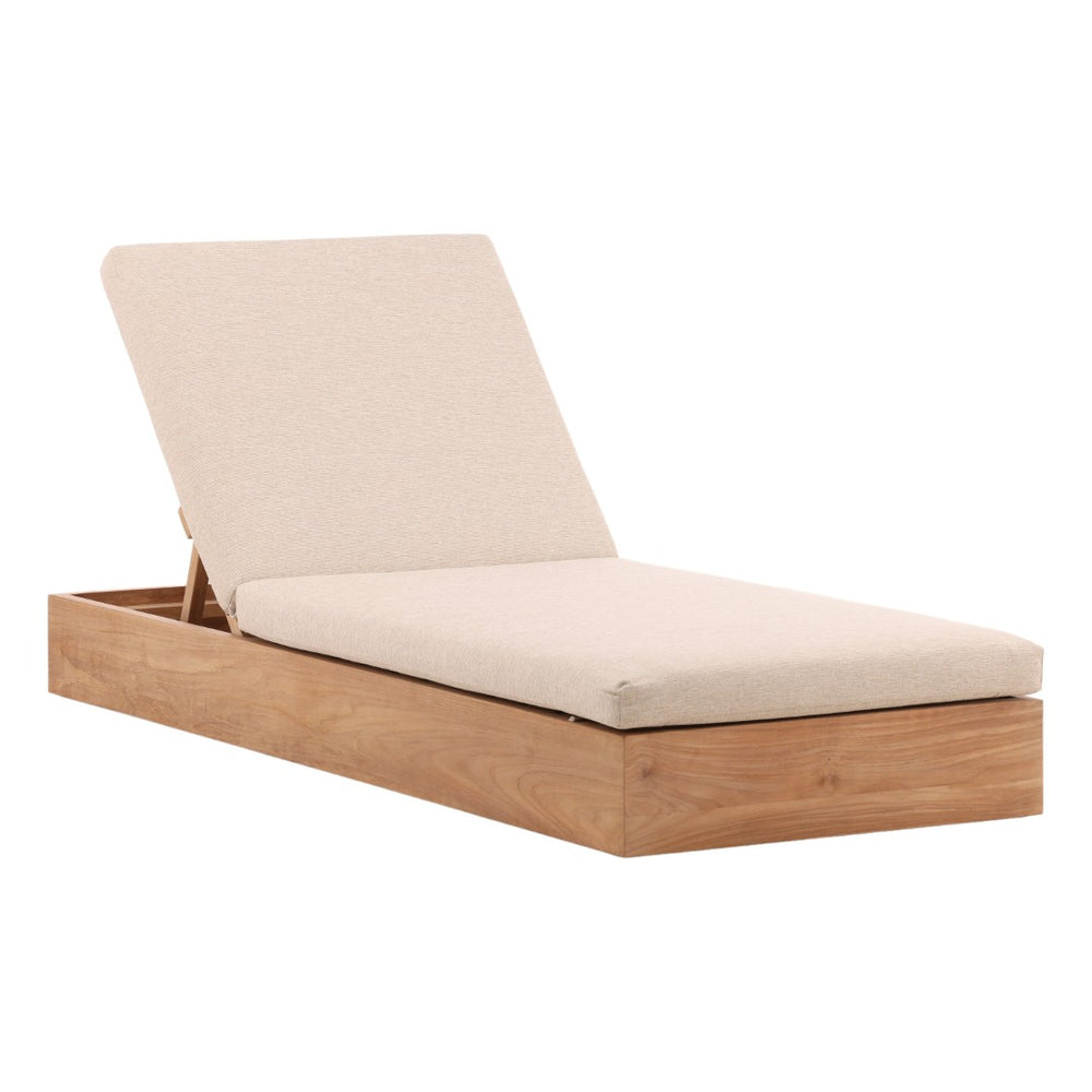 Karina Living Darlene Outdoor Chaise Lounge in Sand - Stylish Teak Frame, Weather-Resistant Fabric, Easy Care DOV7714-SAND