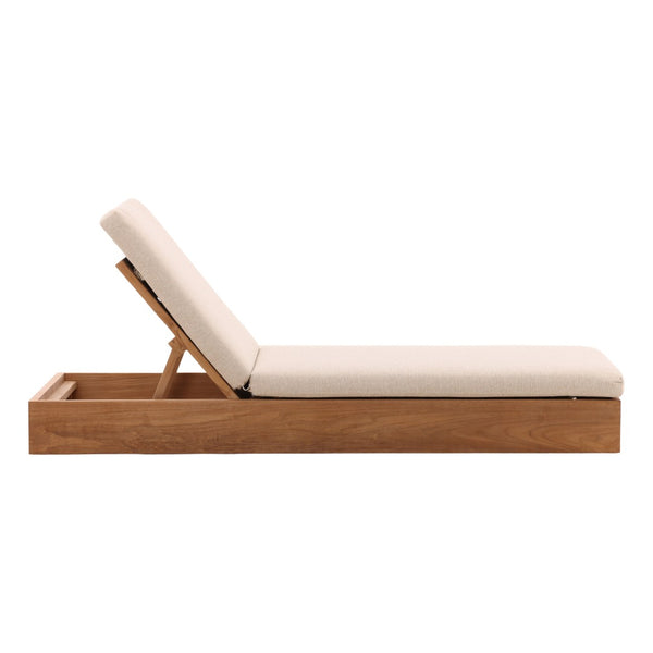 Karina Living Darlene Outdoor Chaise Lounge in Sand - Stylish Teak Frame, Weather-Resistant Fabric, Easy Care DOV7714-SAND