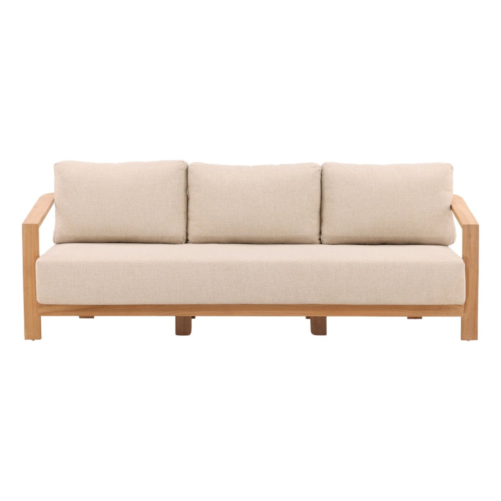 Karina Living Redford Outdoor Sofa in Sand - Stylish Teak Frame with UV-Resistant Olefin Fabric for Ultimate Comfort DOV7722-SAND
