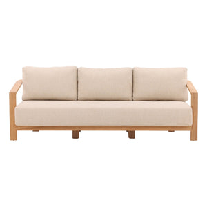 Karina Living Redford Outdoor Sofa in Sand - Stylish Teak Frame with UV-Resistant Olefin Fabric for Ultimate Comfort DOV7722-SAND