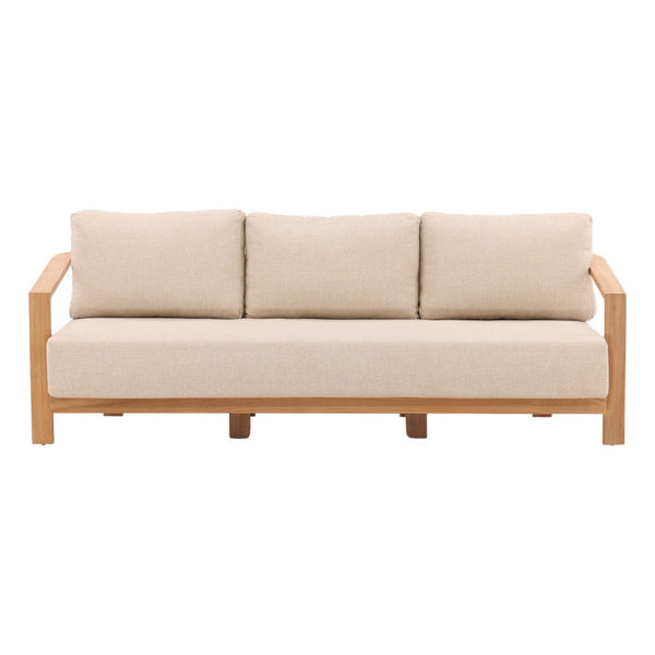 Karina Living Redford Outdoor Sofa in Sand - Stylish Teak Frame with UV-Resistant Olefin Fabric for Ultimate Comfort DOV7722-SAND