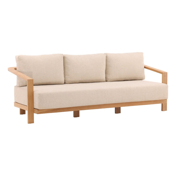Karina Living Redford Outdoor Sofa in Sand - Stylish Teak Frame with UV-Resistant Olefin Fabric for Ultimate Comfort DOV7722-SAND