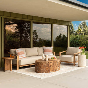 Karina Living Redford Outdoor Sofa in Sand - Stylish Teak Frame with UV-Resistant Olefin Fabric for Ultimate Comfort DOV7722-SAND
