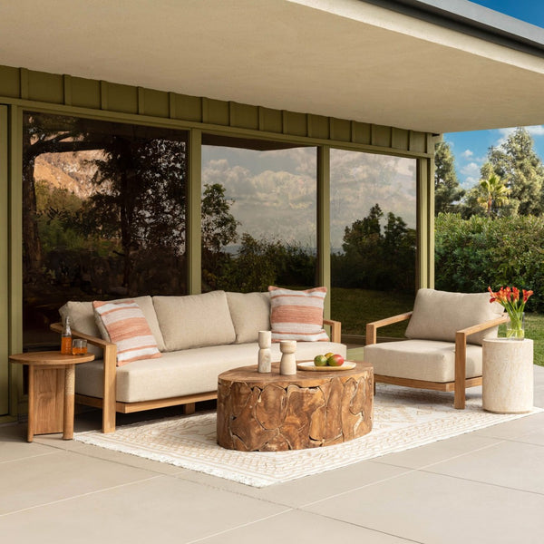 Karina Living Redford Outdoor Sofa in Sand - Stylish Teak Frame with UV-Resistant Olefin Fabric for Ultimate Comfort DOV7722-SAND