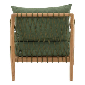 Karina Living Tahoe Outdoor Sofa Chair in Green - Stylish, Weather-Resistant Teak Frame for Patios & Sunrooms DOV7723-GREN