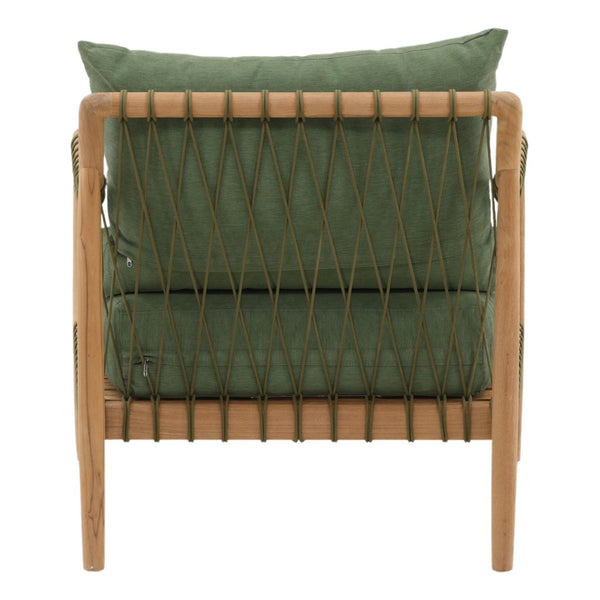 Karina Living Tahoe Outdoor Sofa Chair in Green - Stylish, Weather-Resistant Teak Frame for Patios & Sunrooms DOV7723-GREN