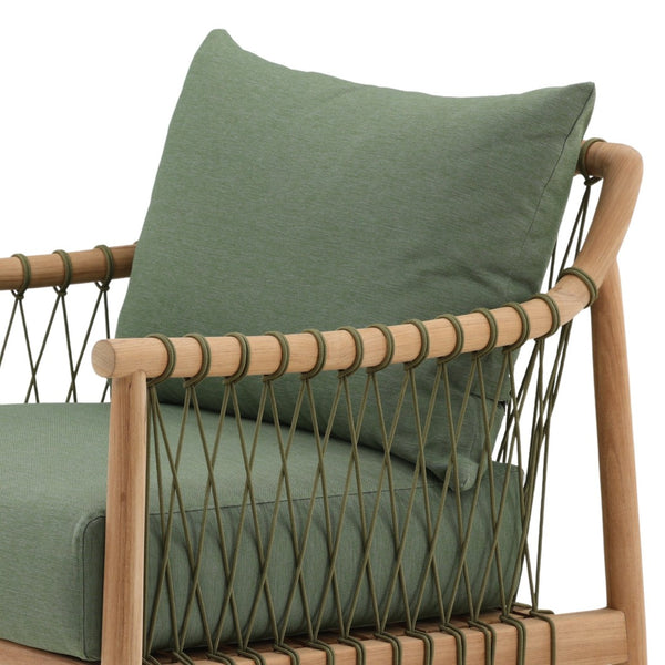 Karina Living Tahoe Outdoor Sofa Chair in Green - Stylish, Weather-Resistant Teak Frame for Patios & Sunrooms DOV7723-GREN