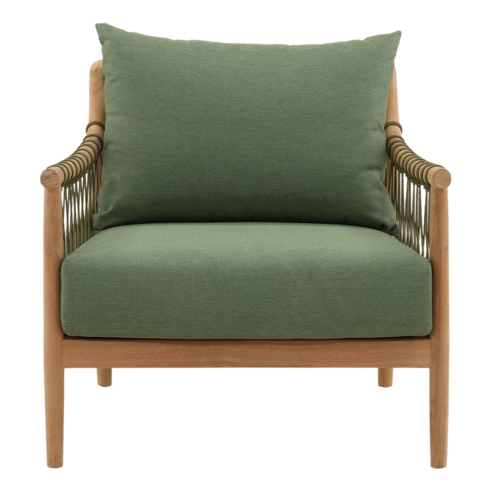 Karina Living Tahoe Outdoor Sofa Chair in Green - Stylish, Weather-Resistant Teak Frame for Patios & Sunrooms DOV7723-GREN