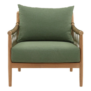 Karina Living Tahoe Outdoor Sofa Chair in Green - Stylish, Weather-Resistant Teak Frame for Patios & Sunrooms DOV7723-GREN