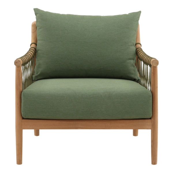Karina Living Tahoe Outdoor Sofa Chair in Green - Stylish, Weather-Resistant Teak Frame for Patios & Sunrooms DOV7723-GREN