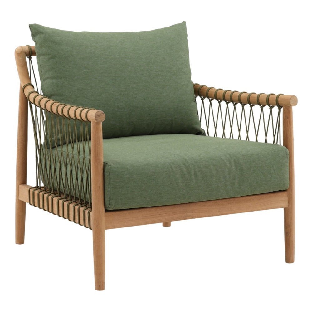 Karina Living Tahoe Outdoor Sofa Chair in Green - Stylish, Weather-Resistant Teak Frame for Patios & Sunrooms DOV7723-GREN