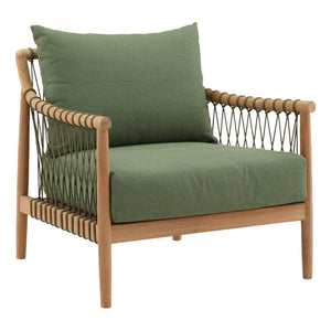 Karina Living Tahoe Outdoor Sofa Chair in Green - Stylish, Weather-Resistant Teak Frame for Patios & Sunrooms DOV7723-GREN