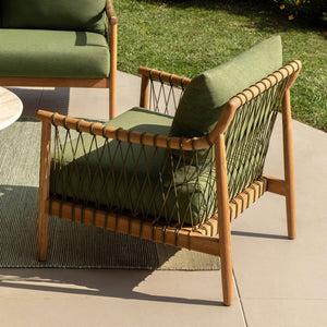 Karina Living Tahoe Outdoor Sofa Chair in Green - Stylish, Weather-Resistant Teak Frame for Patios & Sunrooms DOV7723-GREN
