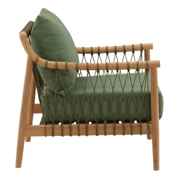 Karina Living Tahoe Outdoor Sofa Chair in Green - Stylish, Weather-Resistant Teak Frame for Patios & Sunrooms DOV7723-GREN