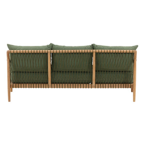 Karina Living Tahoe Outdoor Sofa in Green - Stylish, Weather-Resistant Seating with Teak Accents for Patios & Porches DOV7724-GREN