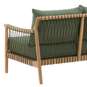 Karina Living Tahoe Outdoor Sofa in Green - Stylish, Weather-Resistant Seating with Teak Accents for Patios & Porches DOV7724-GREN