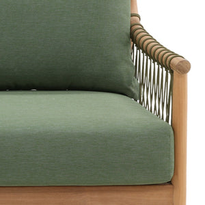 Karina Living Tahoe Outdoor Sofa in Green - Stylish, Weather-Resistant Seating with Teak Accents for Patios & Porches DOV7724-GREN