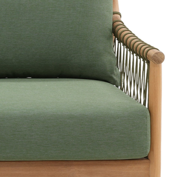 Karina Living Tahoe Outdoor Sofa in Green - Stylish, Weather-Resistant Seating with Teak Accents for Patios & Porches DOV7724-GREN