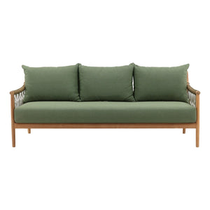 Karina Living Tahoe Outdoor Sofa in Green - Stylish, Weather-Resistant Seating with Teak Accents for Patios & Porches DOV7724-GREN